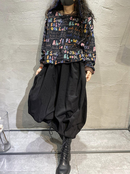 Fashion Contrast Color Printed Long Sleeves Torn Sweatshirt Top