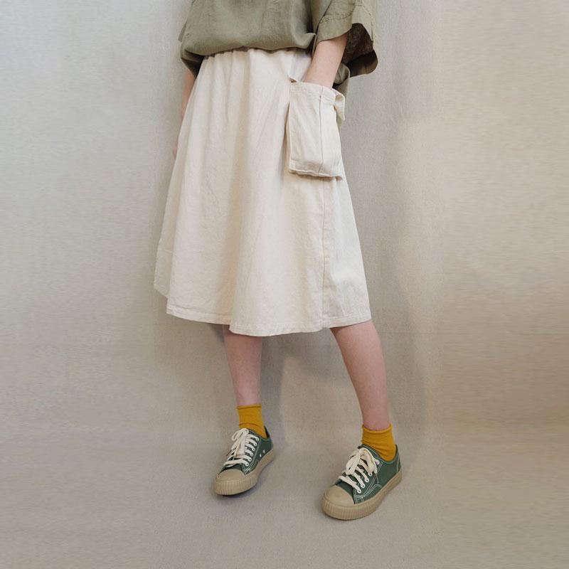 Double Layer Solid Color Pockets A-Line Skirt