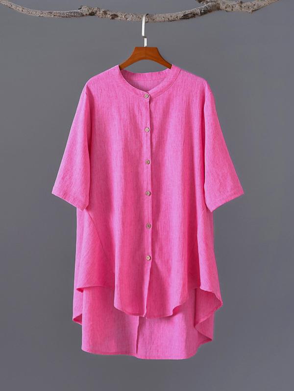 Vintage Irregularity Solid Blouses&Shirts Tops