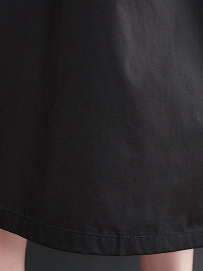 Original Loose Contrast Color Pleated Midi Dress
