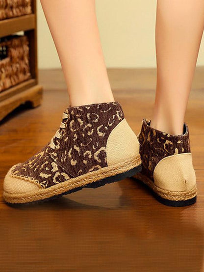 Leopard Thick Bottom Straw Shoes