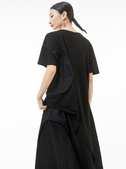 Original Irregular Solid Color Split-Joint T-Shirt Top