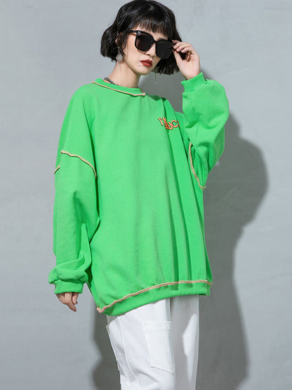 Casual Contrast Color Printed Long Sleeves Sweatshirt Top