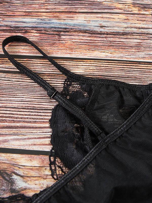 Sexy Hollow Ruffled Bodysuit Lingerie