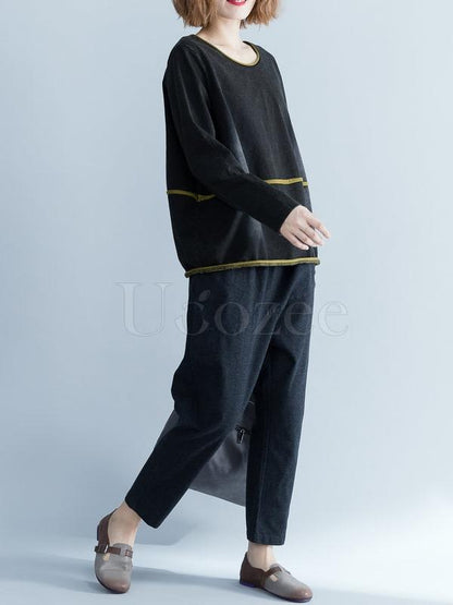 Loose Knitting Round-neck T-shirt