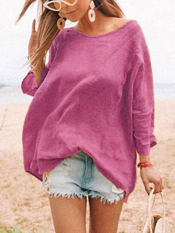 Loose Solid Color Round-neck T-shirt