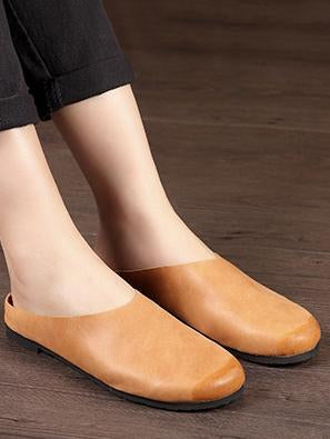 Simple Literature Cowhide Slipper