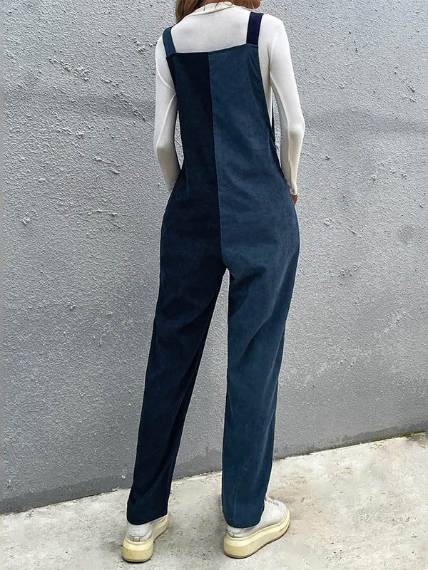 Original Split-Joint Contrast Color Jumpsuits