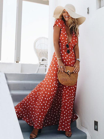 Pretty Bohemia Floral V Neck Maxi Dress