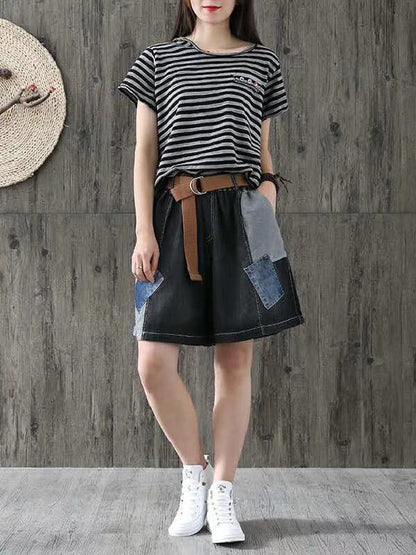 Loose Solid Split-joint Shorts Bottom