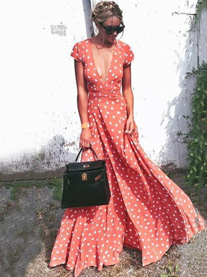 Pretty Bohemia Floral V Neck Maxi Dress