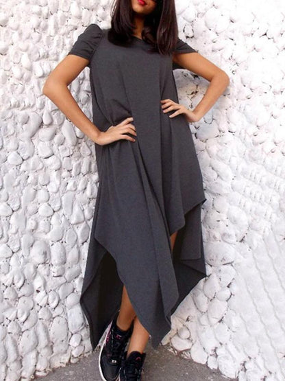 Casual Solid Cropped Midi Dresses