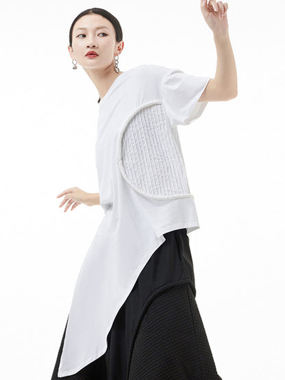 Original Irregular Solid Color Split-Joint T-Shirt Top