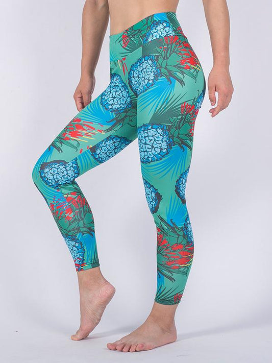 Pineapple Printed Empire Yoga Leggings