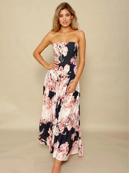 Bohemia Floral Off-shoulder Backless Maxi Dress
