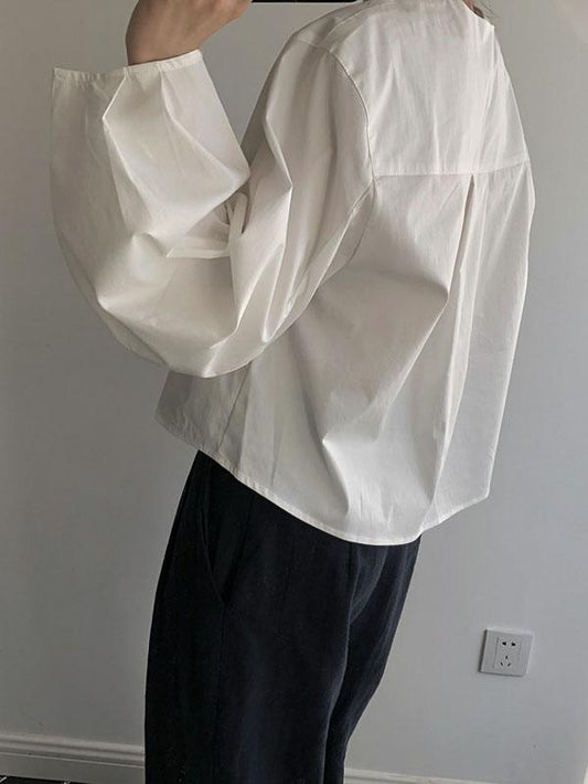 SIMPLE RETRO LOOSE WHITE SHIRT