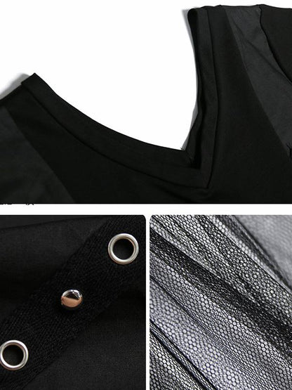 Mesh Split-joint Short Sleeves Dress