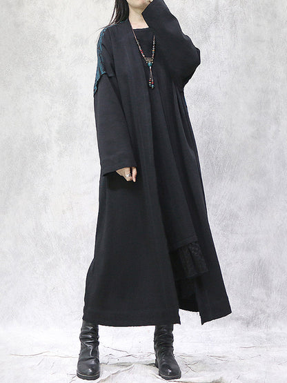 Artistic Retro Bohemia National Printed Split-Joint With Pocket Long Sleeves Cardigan Outwear