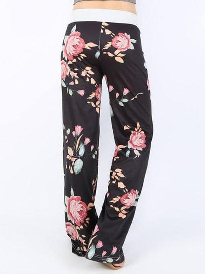 Floral Bandage Wide Leg Bottom Casual Pants