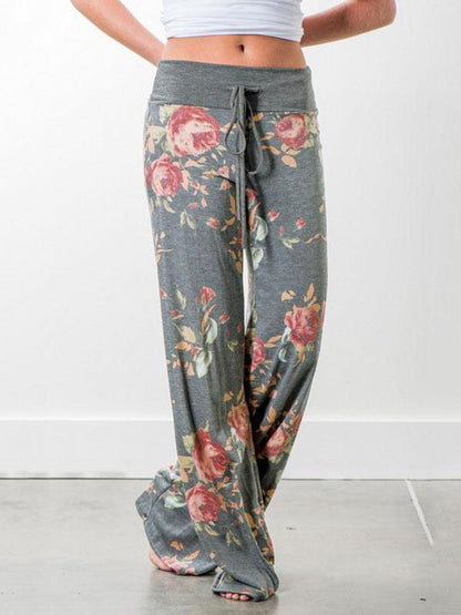 Floral Bandage Wide Leg Bottom Casual Pants