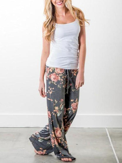 Floral Bandage Wide Leg Bottom Casual Pants