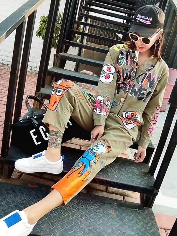 Street Casual Printed Jumpsuits