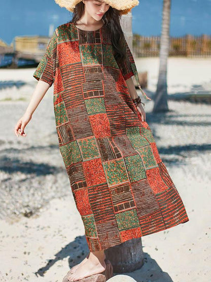 2019 Summer New Original Fashion Loose Oversize Bamboo Hemp Maxi Dress
