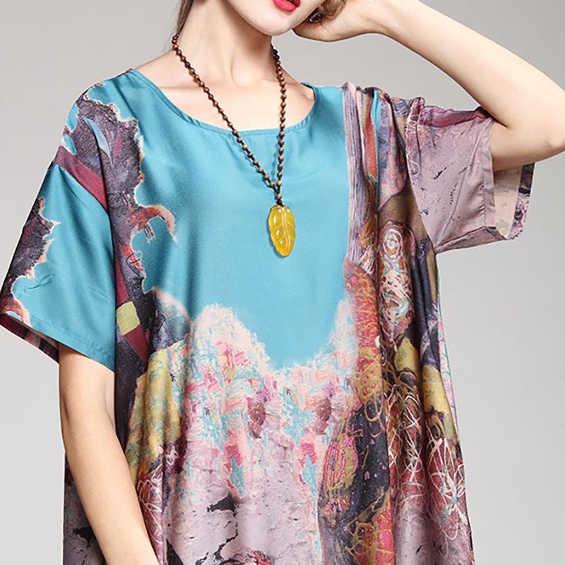 Elegant Lady Print Loose Summer Dress