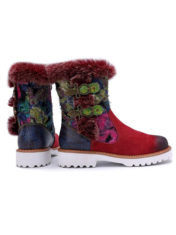Bohemia Vintage Warm Leather Booties