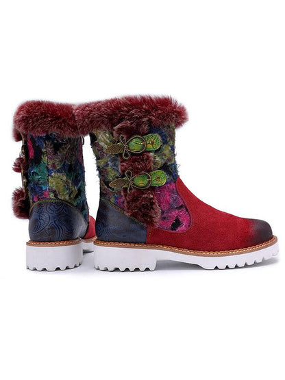 Bohemia Vintage Warm Leather Booties
