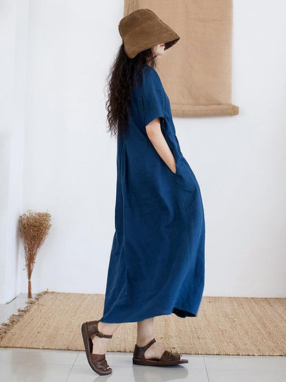 2019 Summer New Loose Embroidery Solid Dress