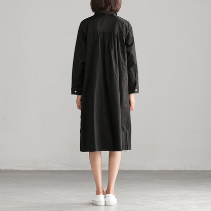 Casual Loose Long Sleeve Polo Collar Dress