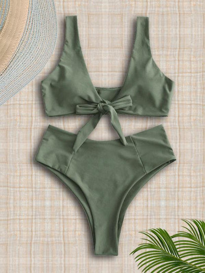 High Cut Plain Knot Bikinis Swimwear