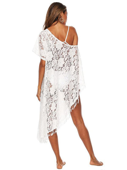 Loose Lace Tasseled Irregular Beach Cover-Up
