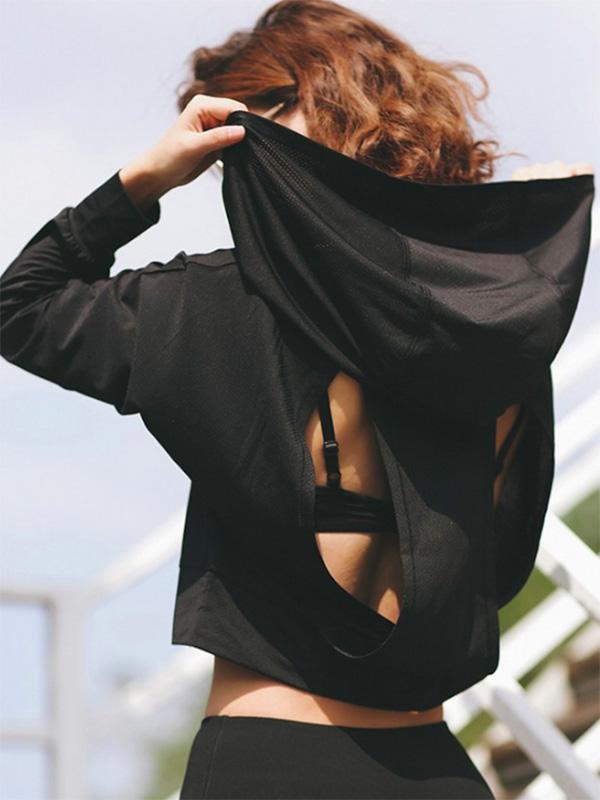 Solid Quick-dry Hollow Sports Hoodies