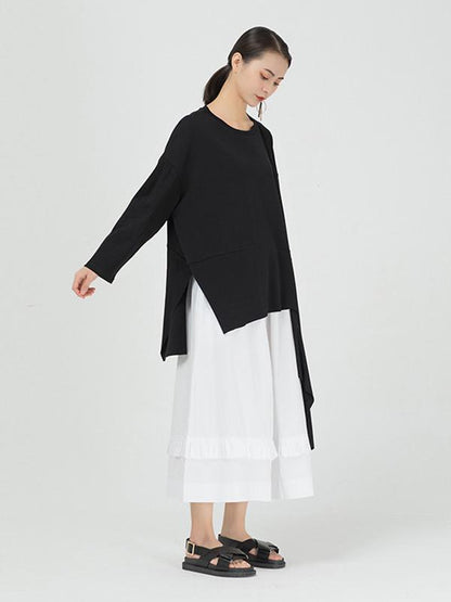 Loose Cropped Solid Color Long Sleeve T-Shirt