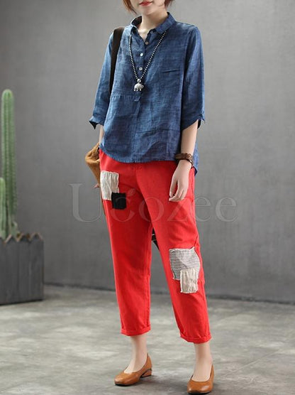 Linen Vintage Lapel Blouse