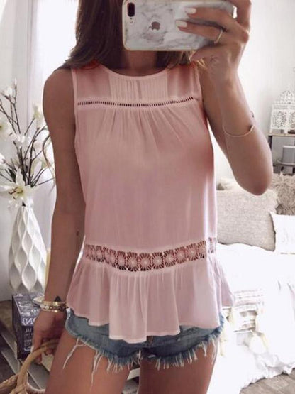 Fashion Hollow Sleeveless Vests Tops