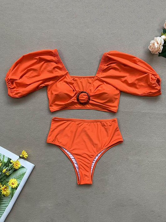 Sweetheart Short Sleeves Bikini Swimsuit