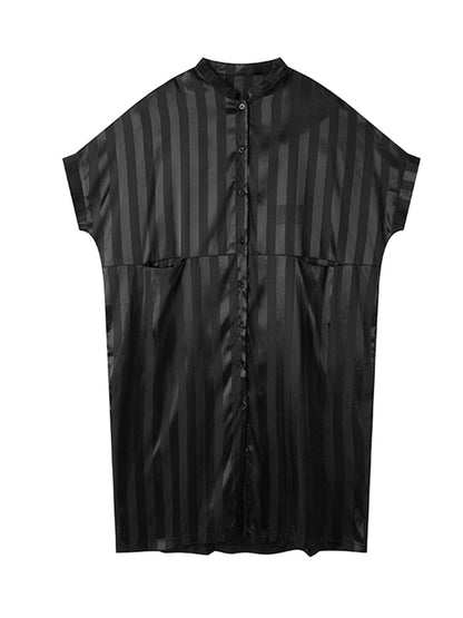 Urban Loose Stand Collar Split-Joint Midi Dress