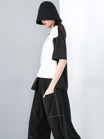 Casual Split-joint Cropped T-shirt