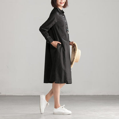 Casual Loose Long Sleeve Polo Collar Dress