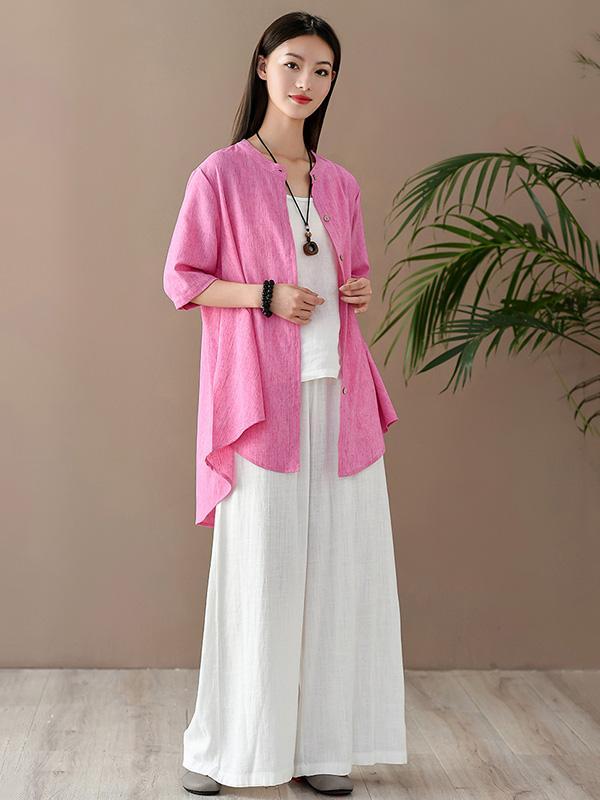 Vintage Irregularity Solid Blouses&Shirts Tops