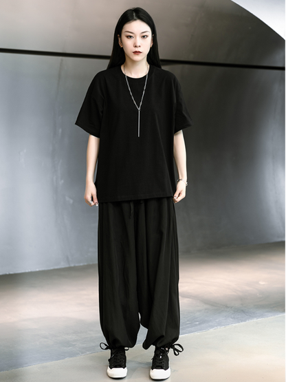 Original Loose Black Elastics Drawstring Tie Low Crotch Knickerbockers