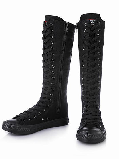 Casual High-top Side Zipper Mid high Canvas Boots