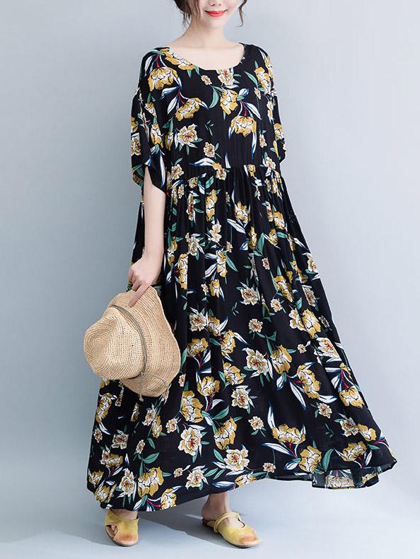 Loose Plus Size Floral Maxi Dresses