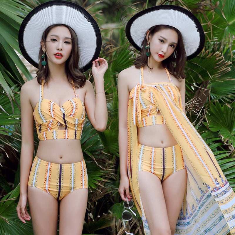 Sexy high waist bikini three-piece spa resort swimwear