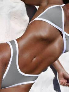 Solid Color Halterneck Two-Pieces Bikini Swimwear