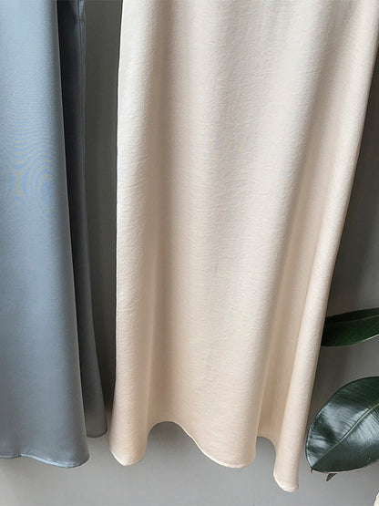 Urban Solid Color Spaghetti-Neck Loose Midi Dress
