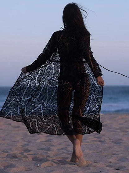Hollow Embroidered Lace-up Cover-up Swimwear
